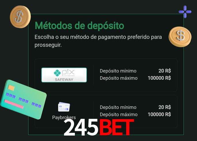 O cassino 245Bet oferece uma grande variedade de métodos de pagamento